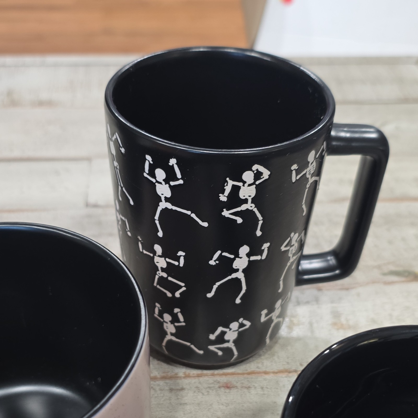 6pc Lot Of Gothic Skull Decorated Ceramic Mugs