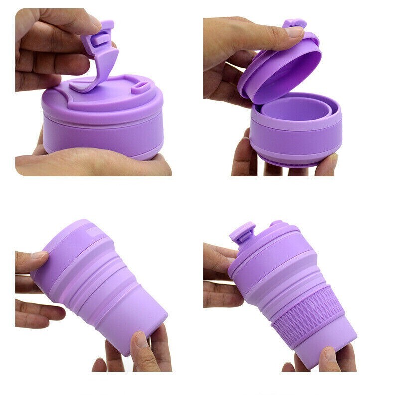 Folding Cup Collapsible Mug with Cover Coffee Travel Outdoors Portable