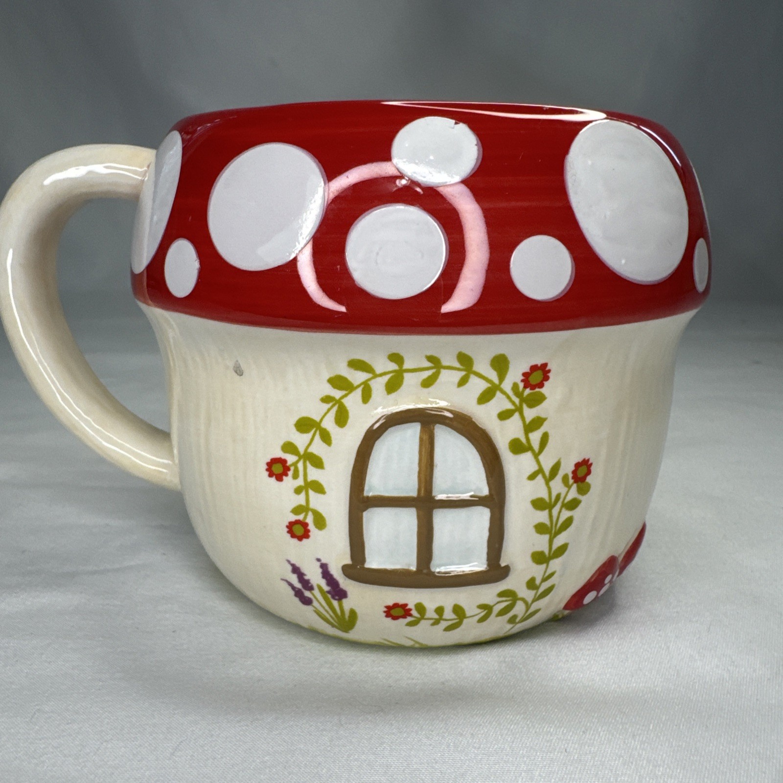 Natural Life Mushroom House Mug Cottage Shaped Ceramic Coffee Cup Of Happy