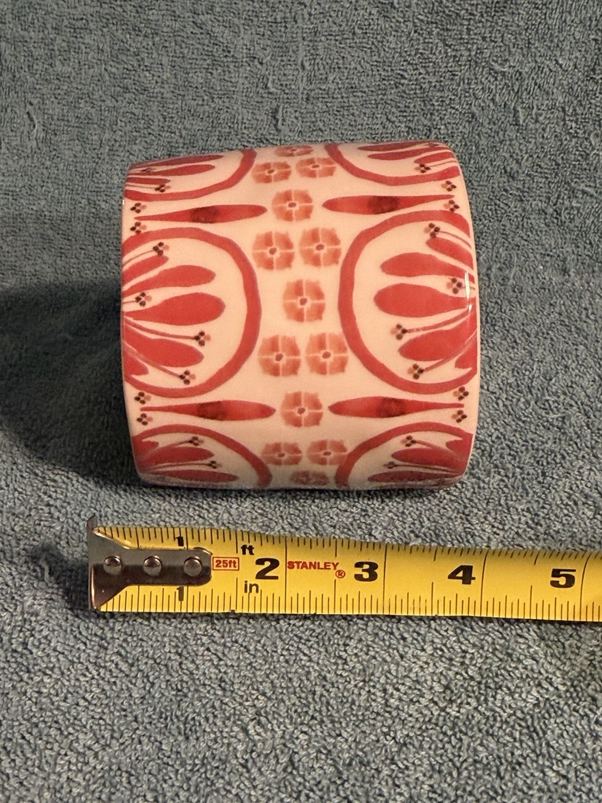 Stoneware 14 fl oz Stoneware Coffee Mug White/Red Floral Decorated Round
