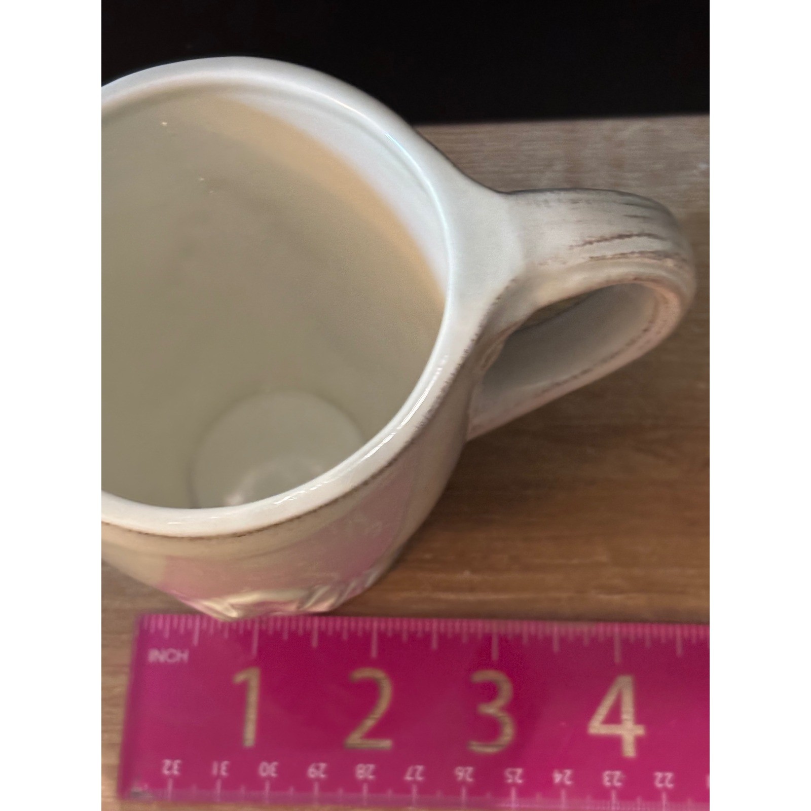 CountryGate by Enesco Cream Ceramic Footed Mug Leaf Embossed Farmhouse 4.25in