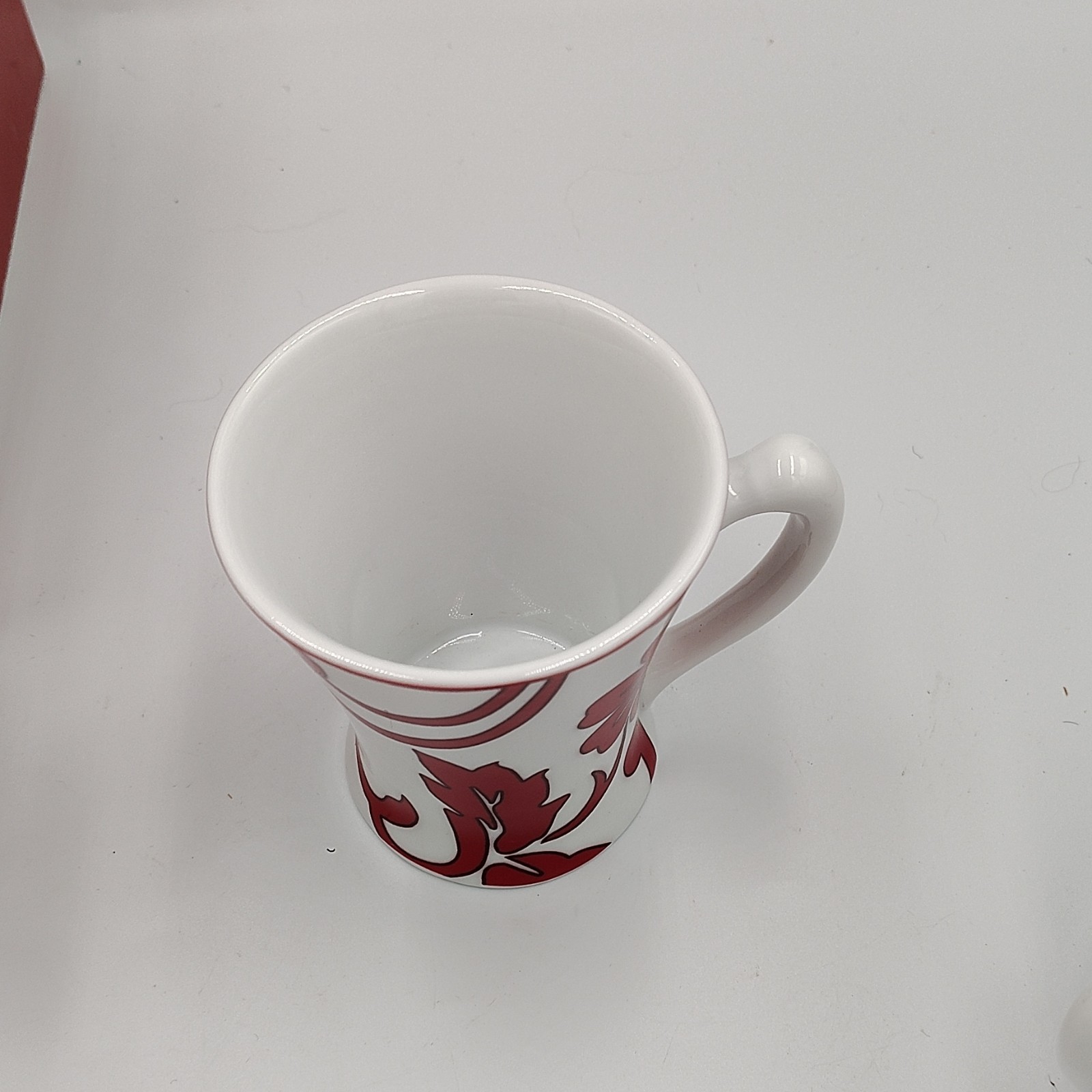 Ceramic Coffee Mug Set 4pc 10oz White Red Floral Round With Handle red velvet
