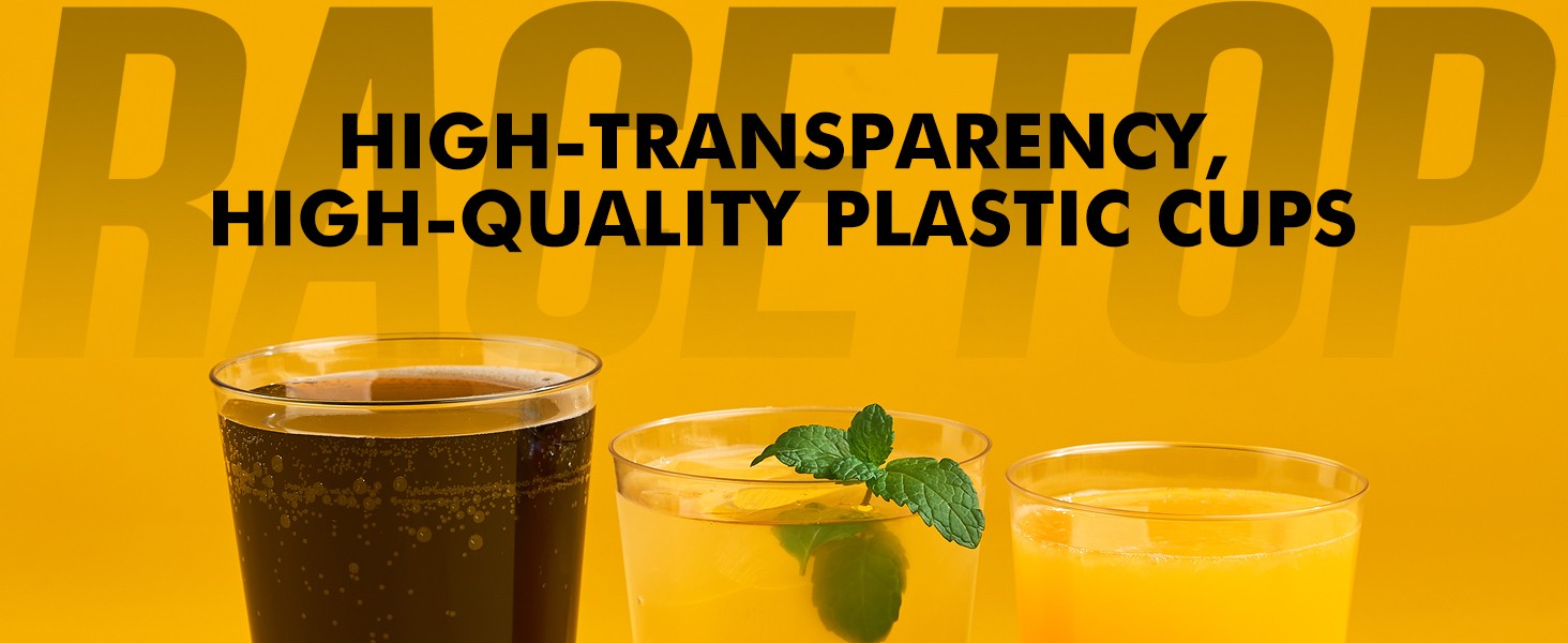 100 Pack 9 oz Gold Plastic Cups Tumbler, Disposable Cups with Gold Rim for
