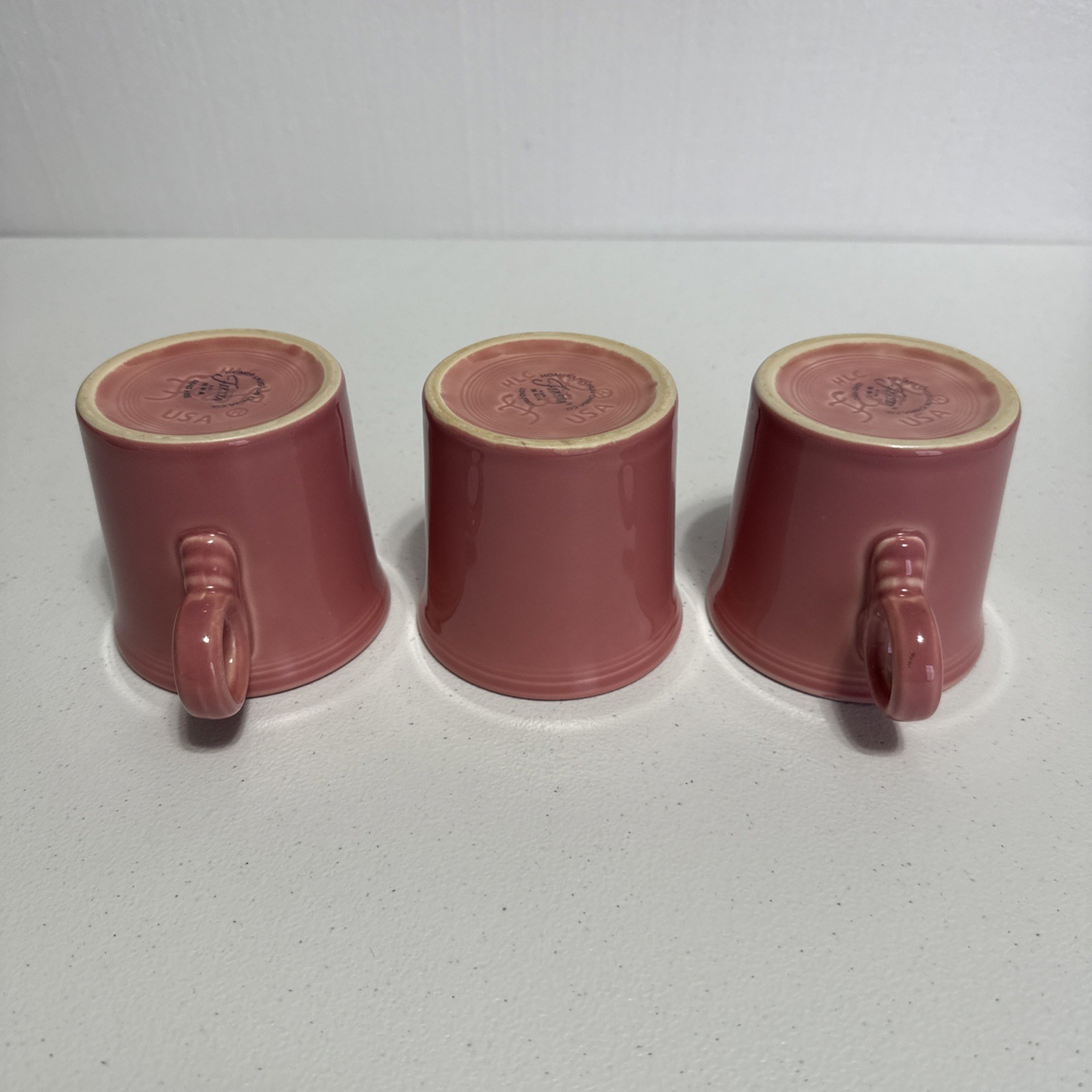 Fiesta Ware Peony Pink Mug Set Of 3 Tom&Jerry Ring Handle Coffee Cup 12oz USA