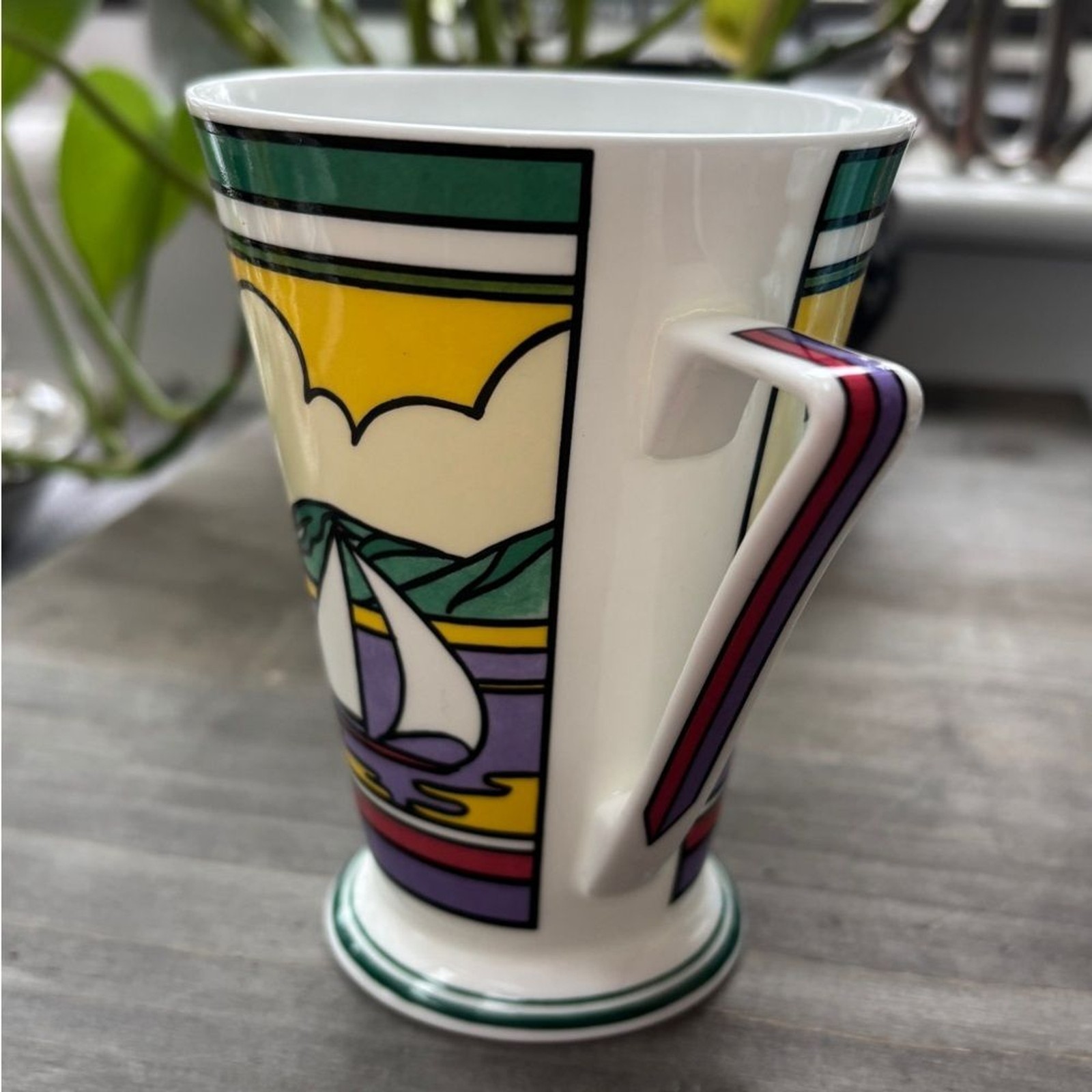 Vintage Art Deco Style Mug by Wren Giftware “Caribbean” Clarice Cliff Sun Fine B