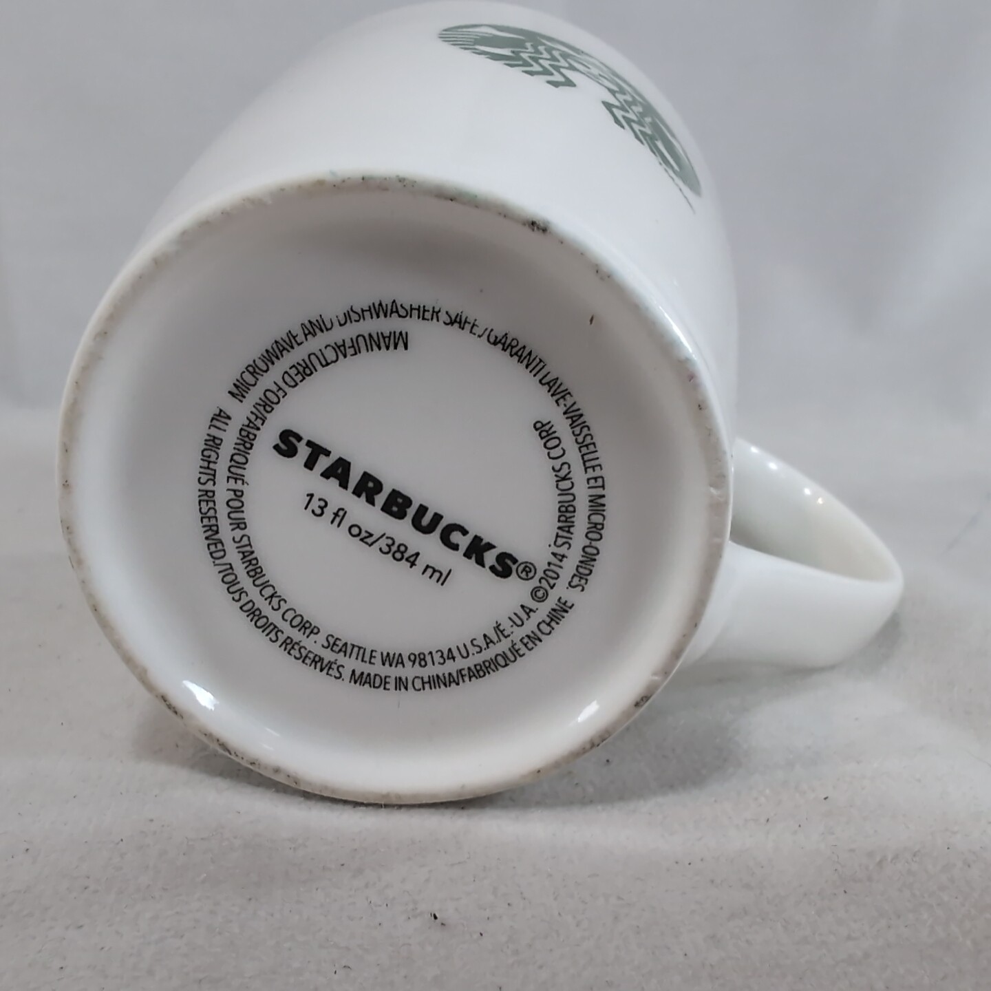 Starbucks Mug White Green Classic Basic 13 fl oz 384 ml Ceramic Coffee Tea 2014