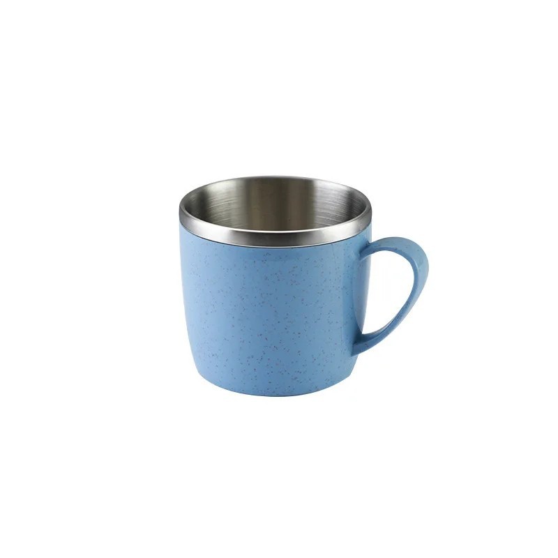 Simple Solid Color Stainless Steel Mug Wheat Straw Element Small Water Cup Child