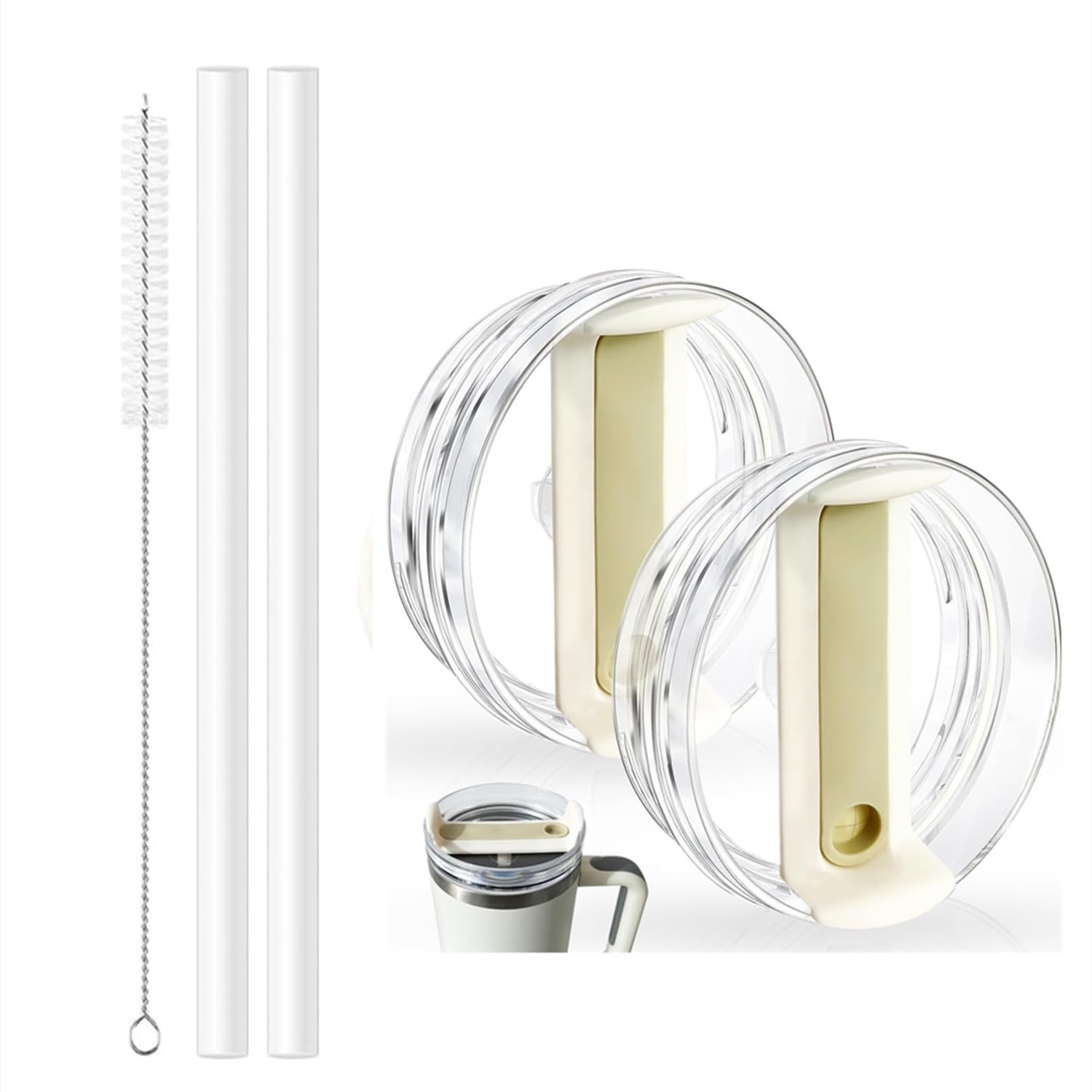 30 OZ Tumbler Lid Replacement Fit for Stanley Cup, 2 Pack Flip Straw Replacement