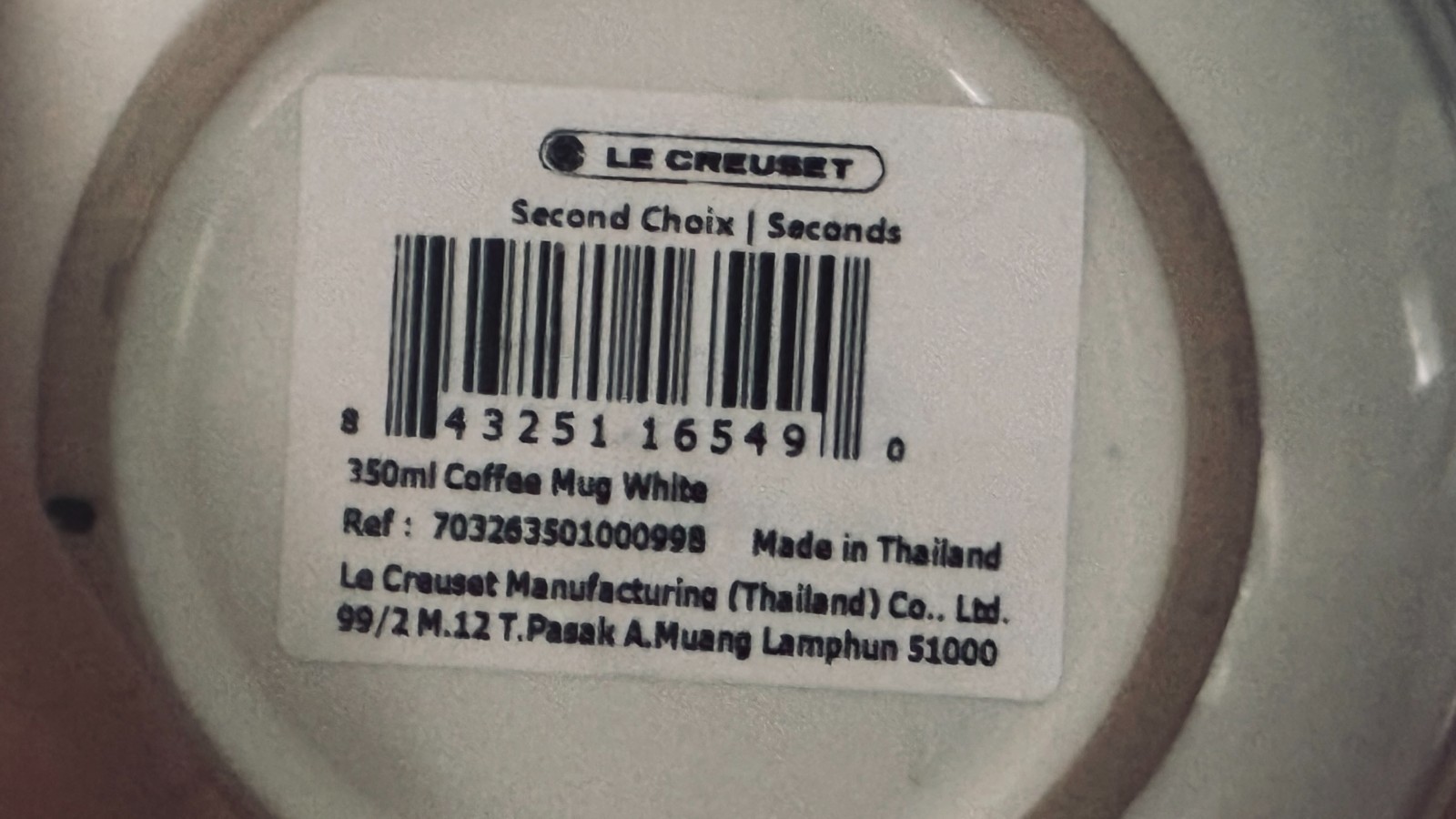 LE CREUSET SET OF 5 NEW WHITE 3″ SAN FRANCISCO STONEWARE COFFEE MUGS (SECONDS)