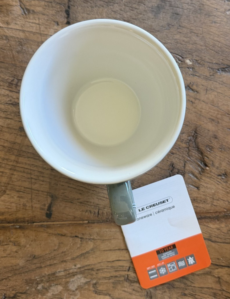 Le Creuset Stoneware Giant Cappuccino Bistro Mug 14 oz Thyme Green NEW