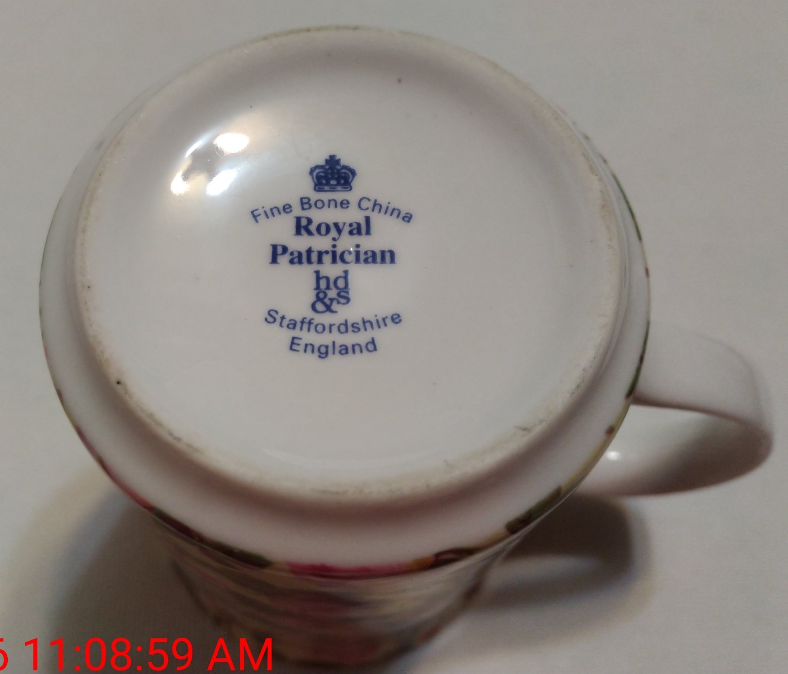 ROYAL PATRICIAN Fine Bone China Pink Rose Floral Tea Cup Mug with Lid England