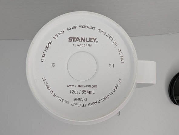 Stanley White Travel Camping Mug 12 Oz Stainless Steel Insulated Cup Lid Handle