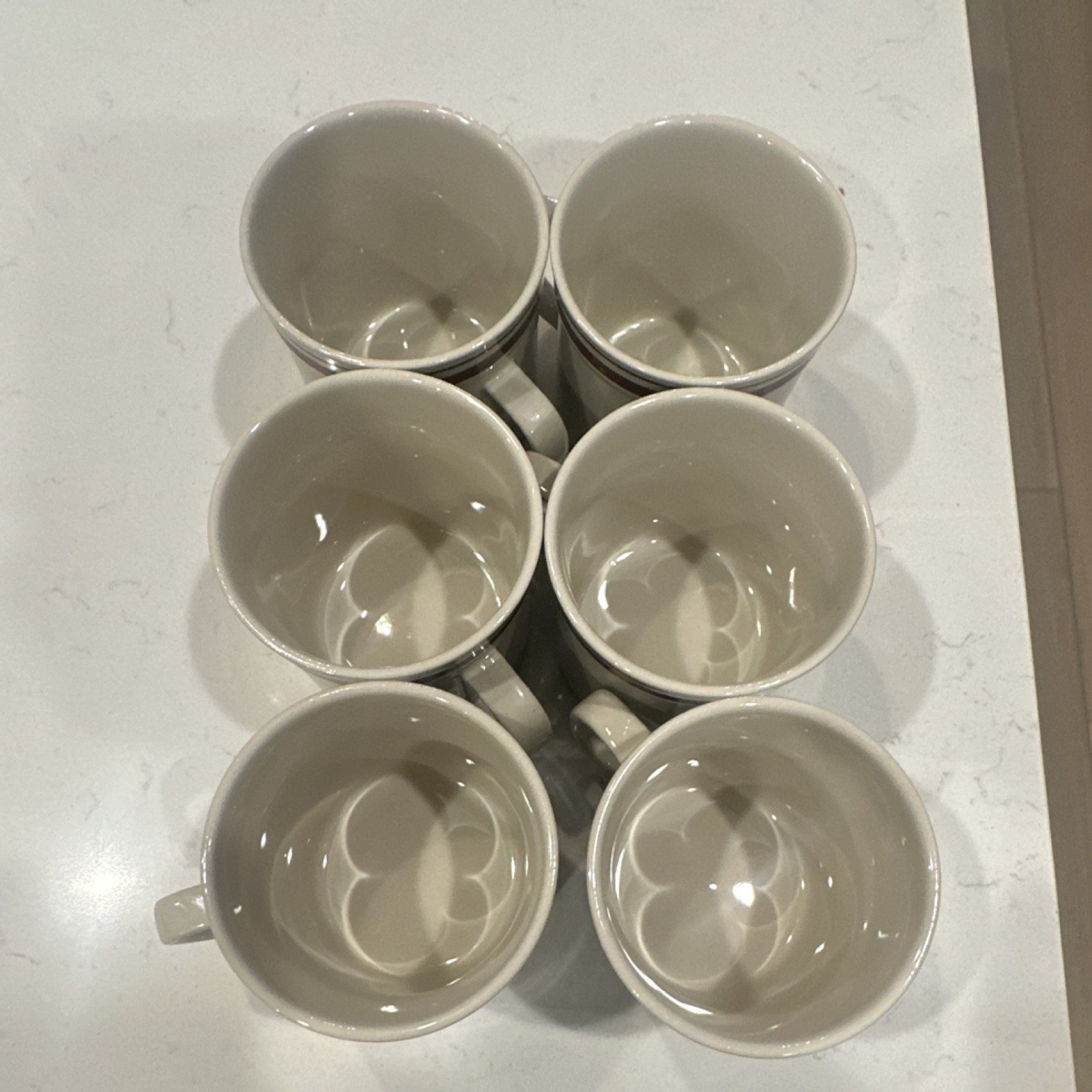 Newcor Stoneware Beige & Brown Floral Coffee Mugs Set of 6, 8 fl oz