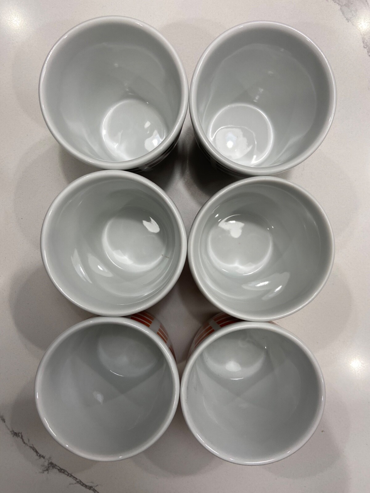 VINTAGE BODUM COFEE CUPS / SET OF 6 / CHOCOLATE, GRAY & ORANGE / RARE FIND!