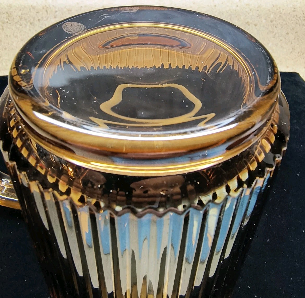 Ribbed Glass Brn/Amber Coffee Mug 12oz , Beautiful Glass Tea Cups!