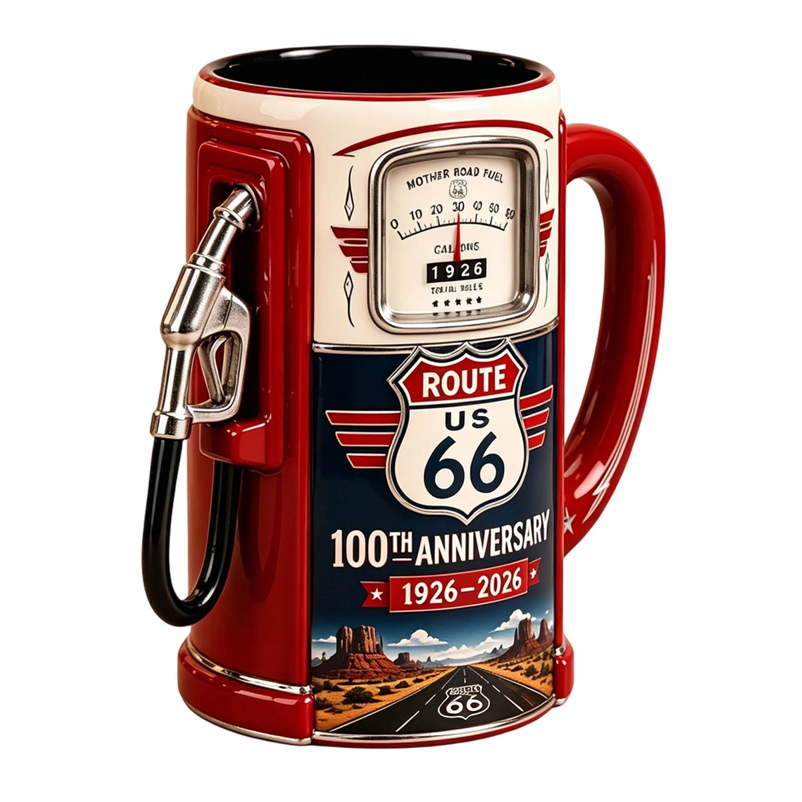 3d Rose Route 66, Gas station | White and Red15oz Two-Tone Red Mug