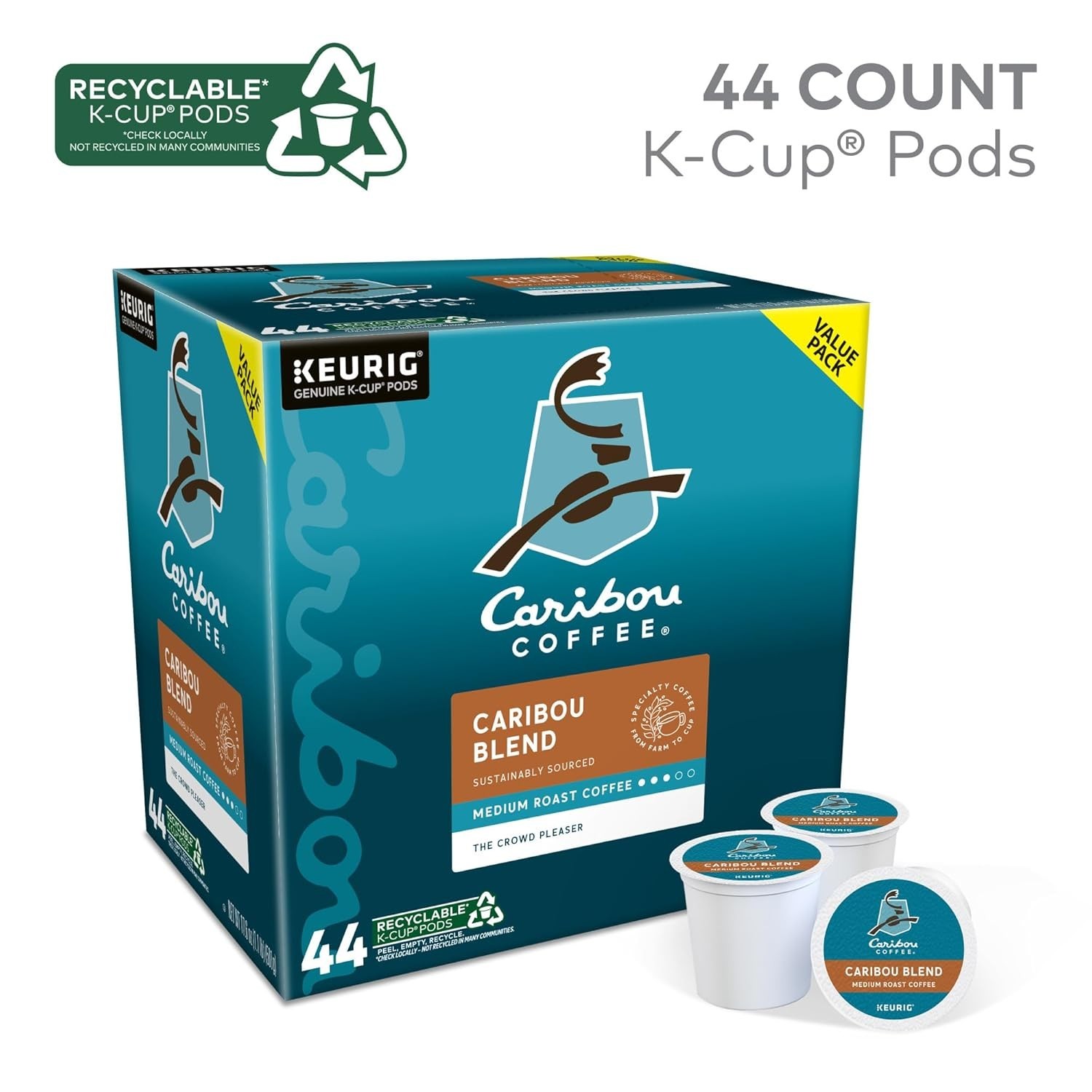 Caribou Blend Coffee K-Cup Pods, Medium Roast, 42 count – HOT & NEW!!!