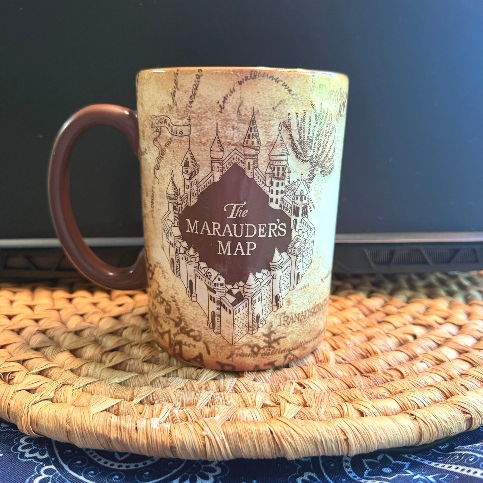 Harry Potter Marauder’s Map Mug Universal Studios Wizarding World Brown Ceramic