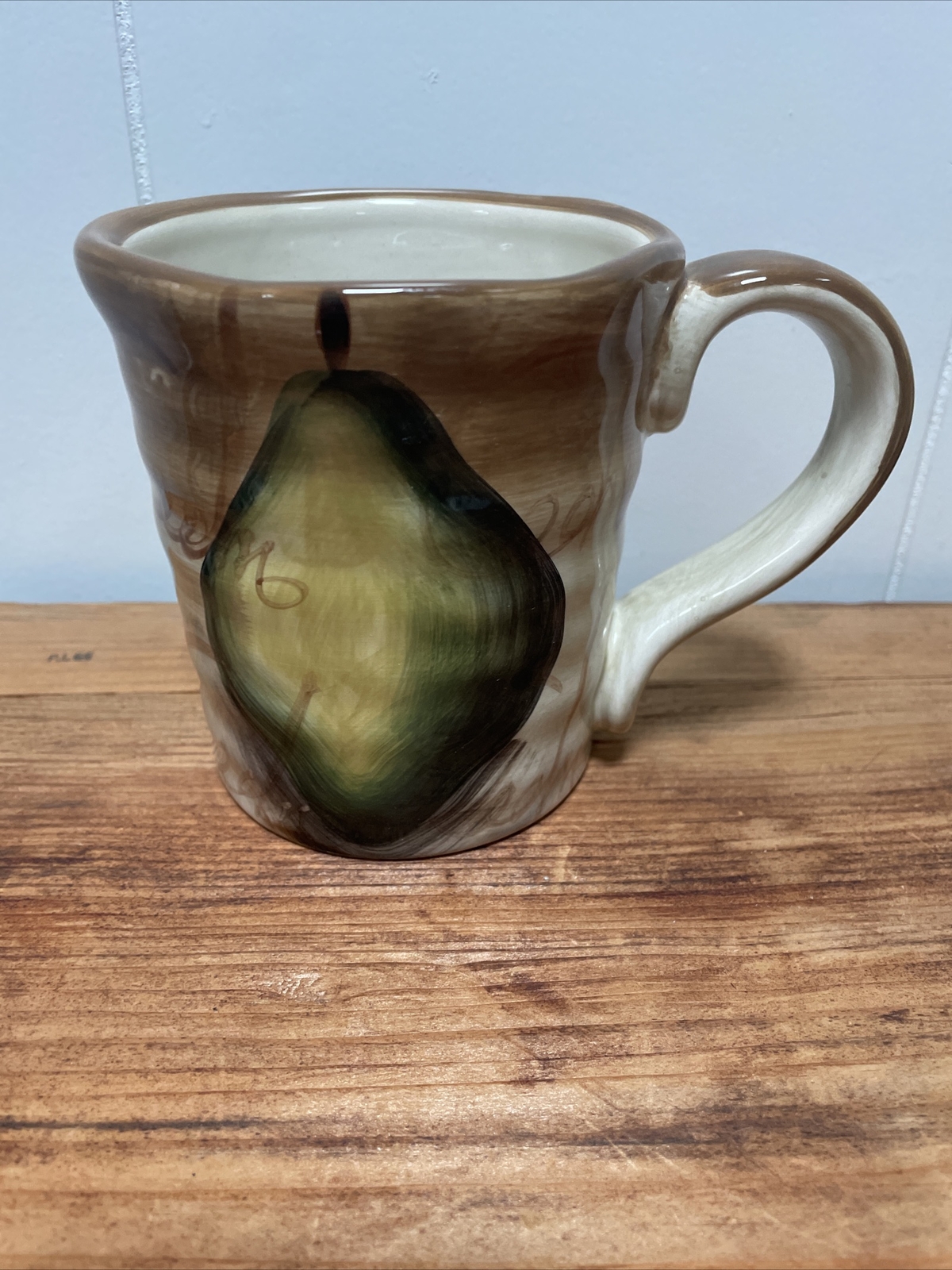 S/4 Tabletop Gallery Fruition Hand Painted Grape & Pear Pattern Jumbo Mugs