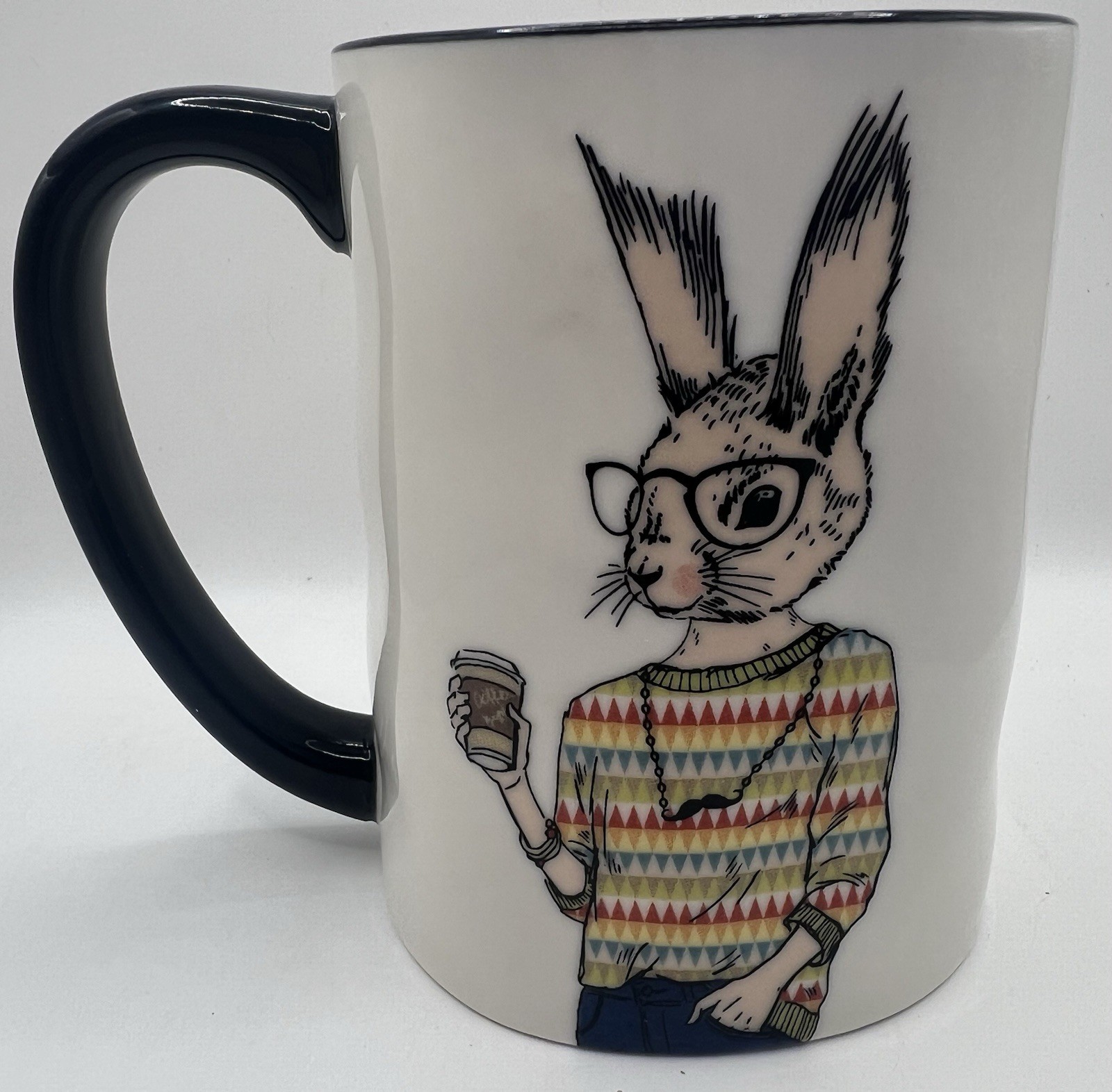 Rabbit Sweater Coffee Cup Signature Housewares Oversized 17.5 Oz Mug Stoneware