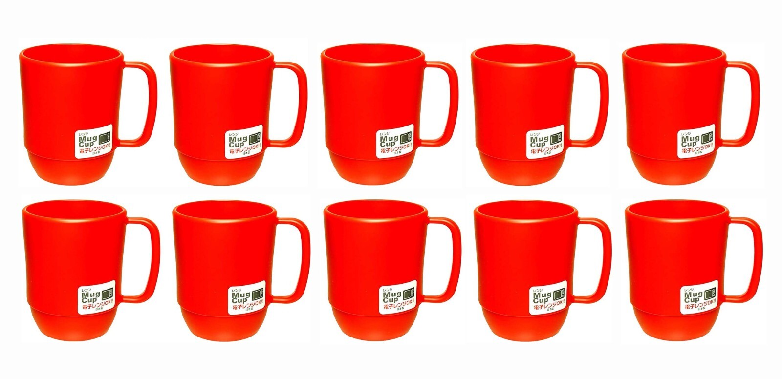10 Pack Plastic Microwavable Water Mug 12oz Red BPA Free Made in Japan S-3091×10