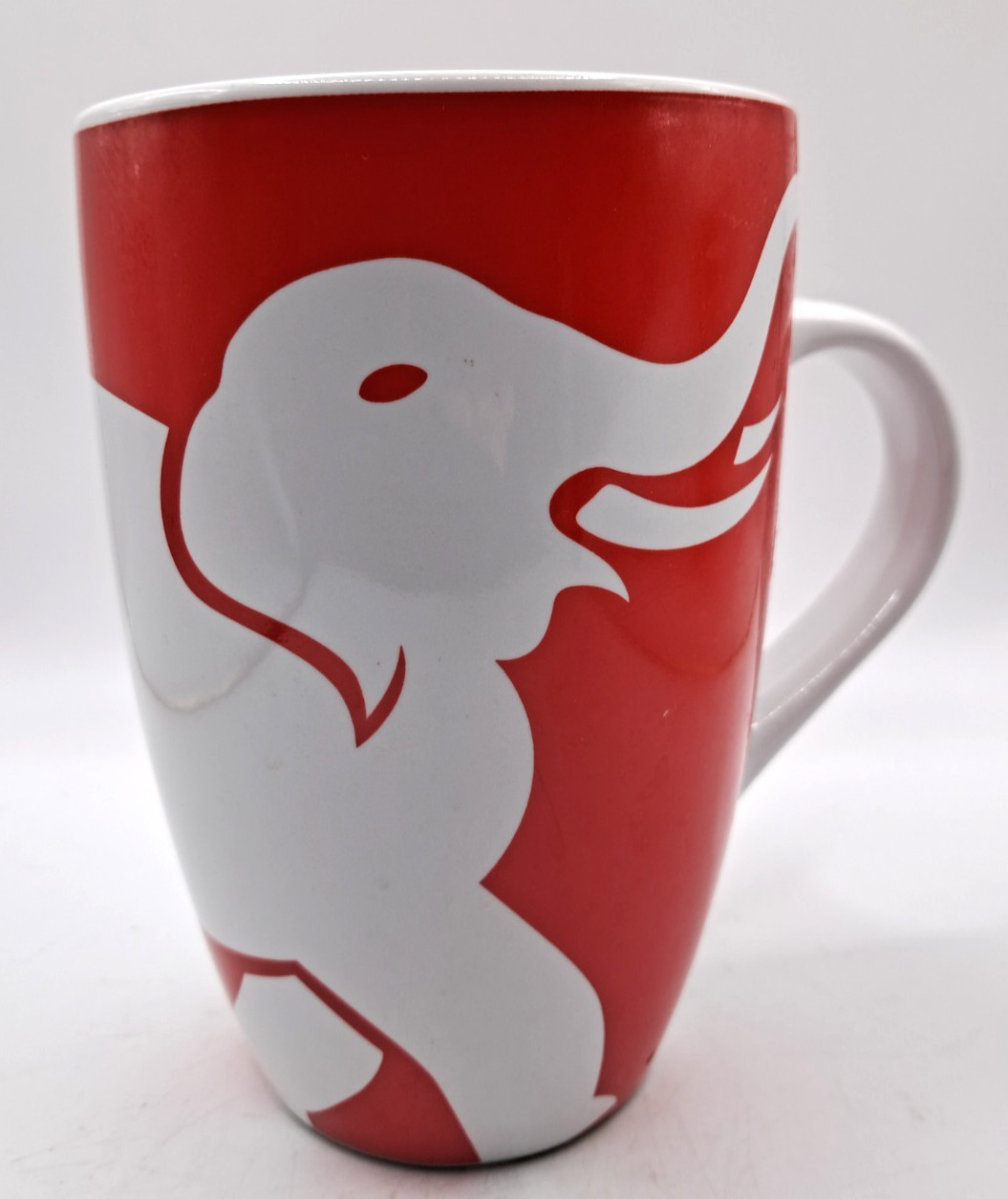 Red White Retro Elephant Safari Jungle Ceramic Tall Latte Coffee Mug Tea Cup