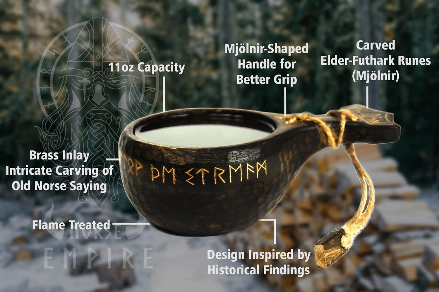 Engraved Kuksa Drinking Cup 18oz – Exquisite Handcrafted Gift for Nature Lovers