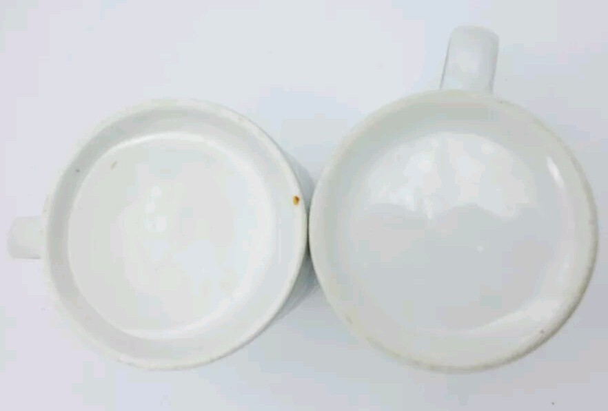 2 Matching VTG 80’s Art Deco Revival Coffee Cup Pastel White Green Purple Iris