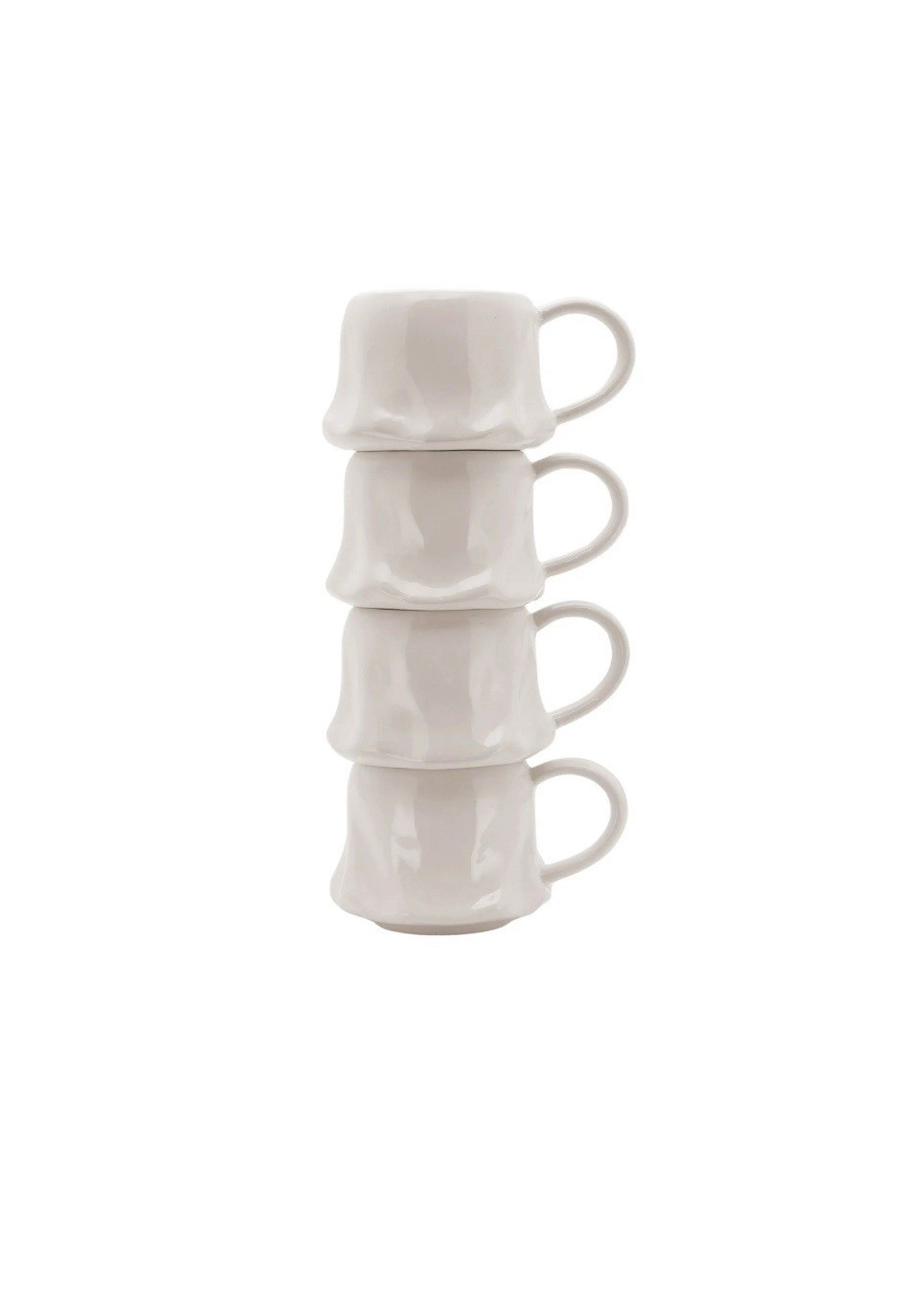 Spooky Halloween Espresso White Ghost Stoneware Mug Set W/ Iron Rack 4 Pcs New
