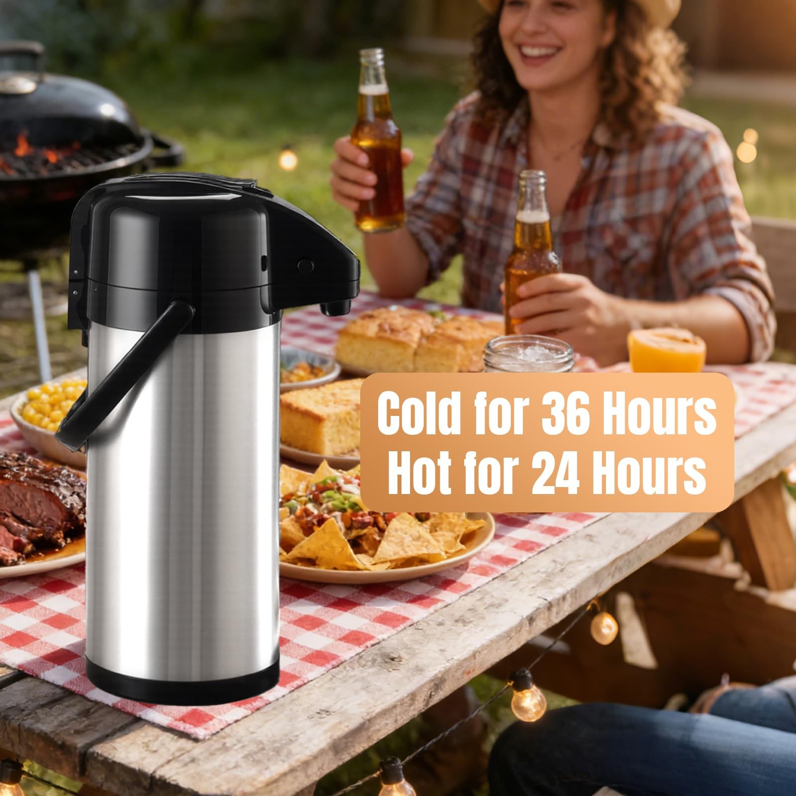Ratrabas Upgraded Airpot Coffee Carafe with 2.5L, 3L-Stainless Steel Color