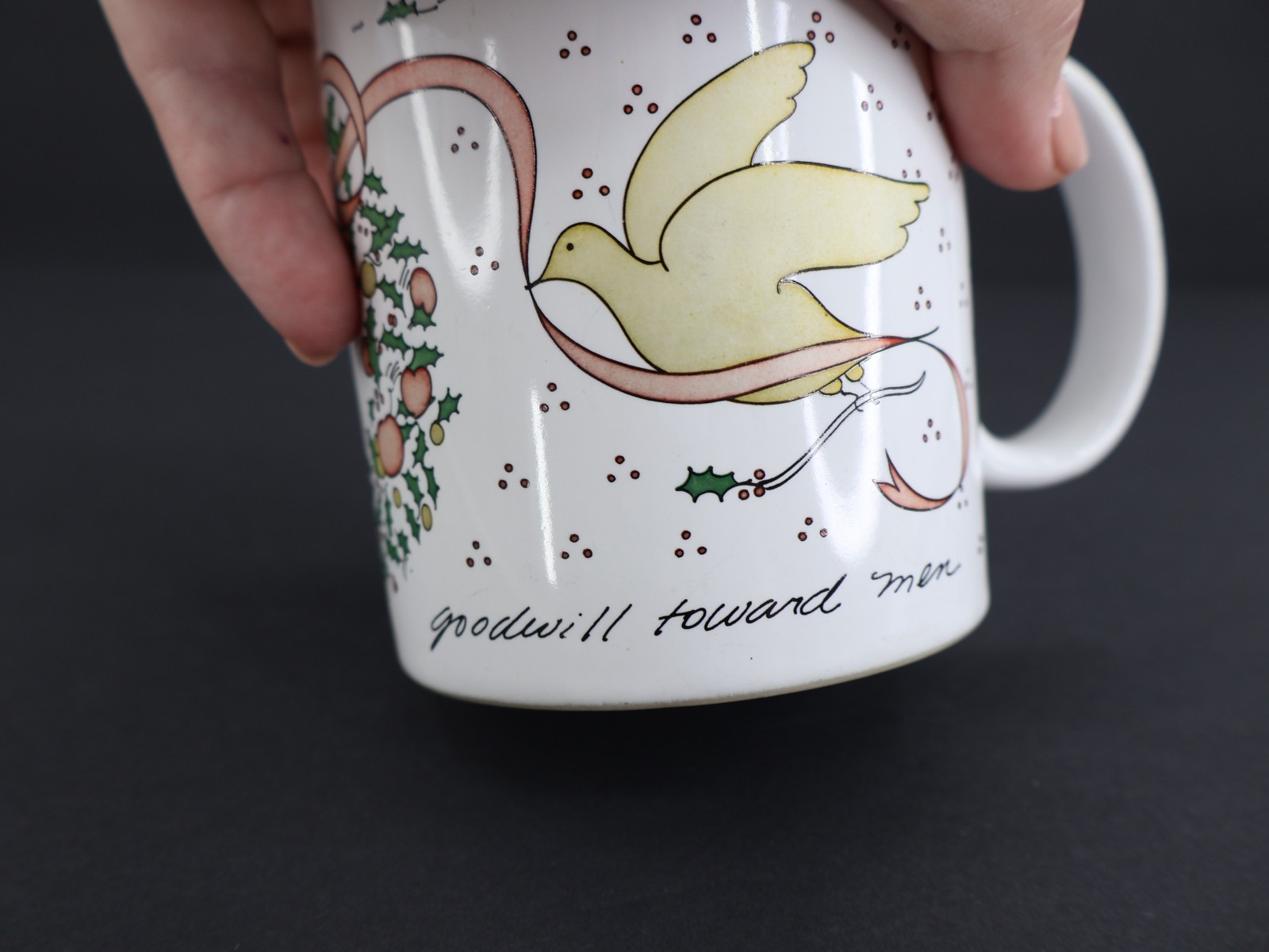 VTG 1980 Taylor & NG San Francisco Christmas Wreath Doves Tea Coffee Mug Japan
