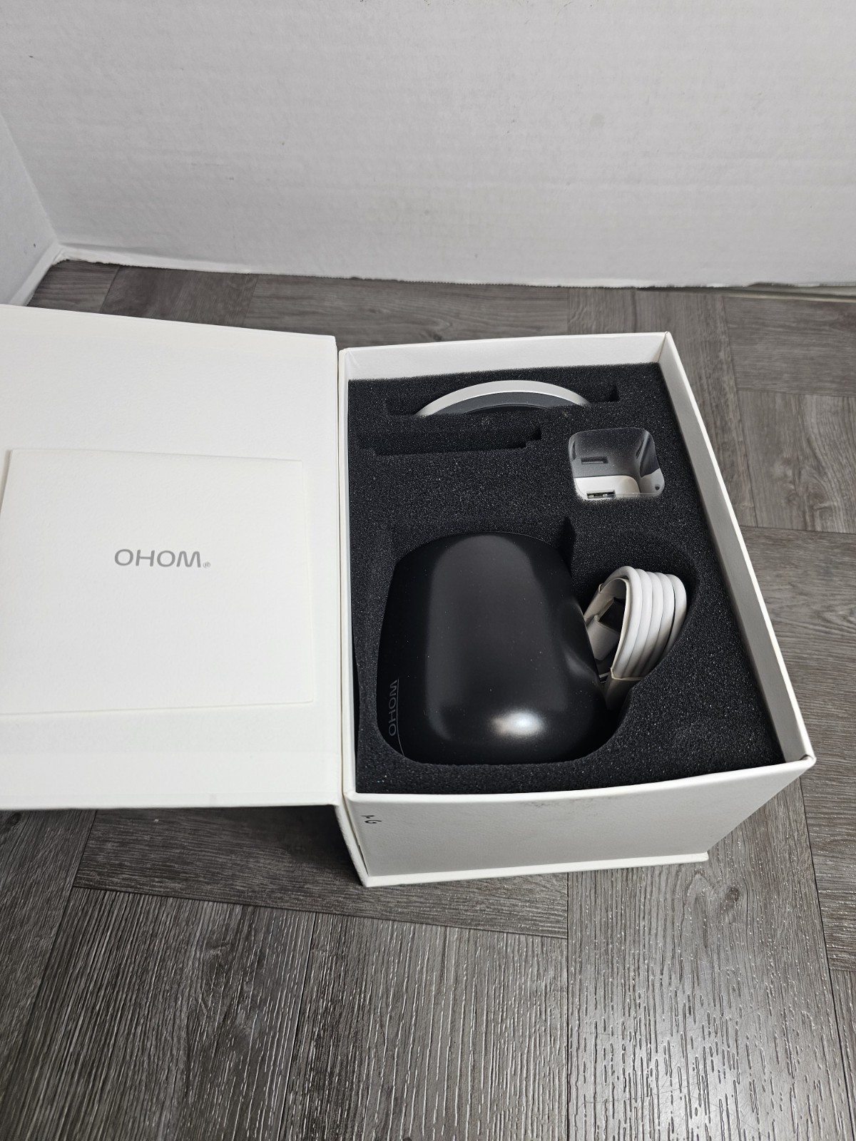 OHOM Ui Fine Ceramic Self-Heating Mug W/ Lid In Black New Open Box Tested