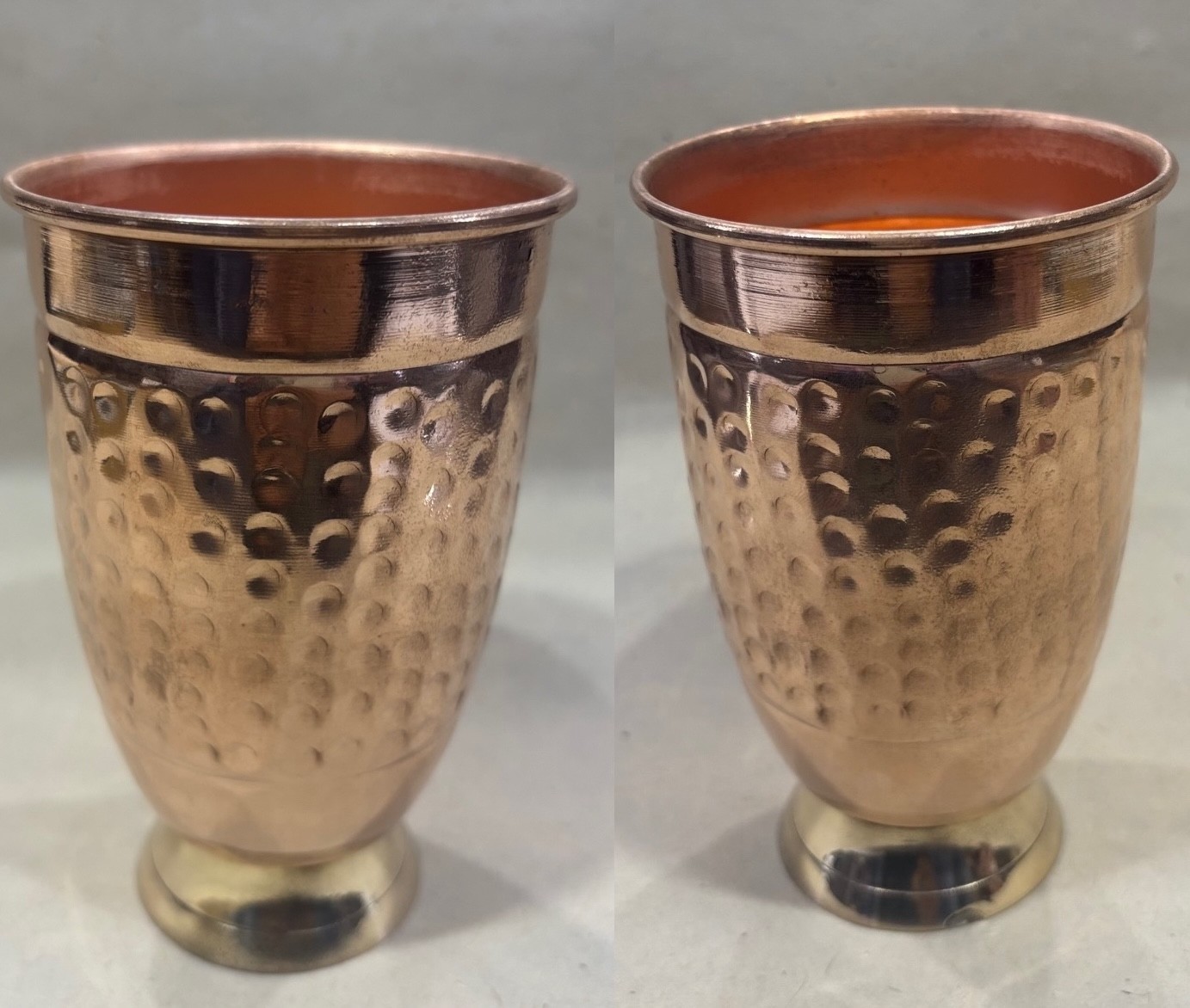 2 Cup Pure Authentic 100% Copper Drinking Cup Ayurvedic Water Traditional