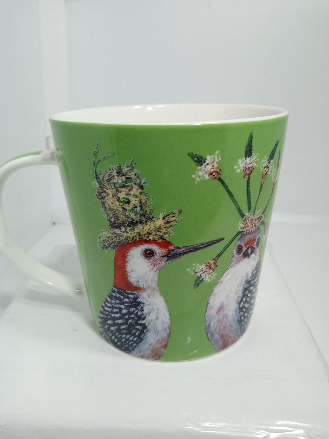 DECORATIVE BIRDS MUG. DECORATED BIRDS COFFEE MUG. BIRDS DECO MUG. B401