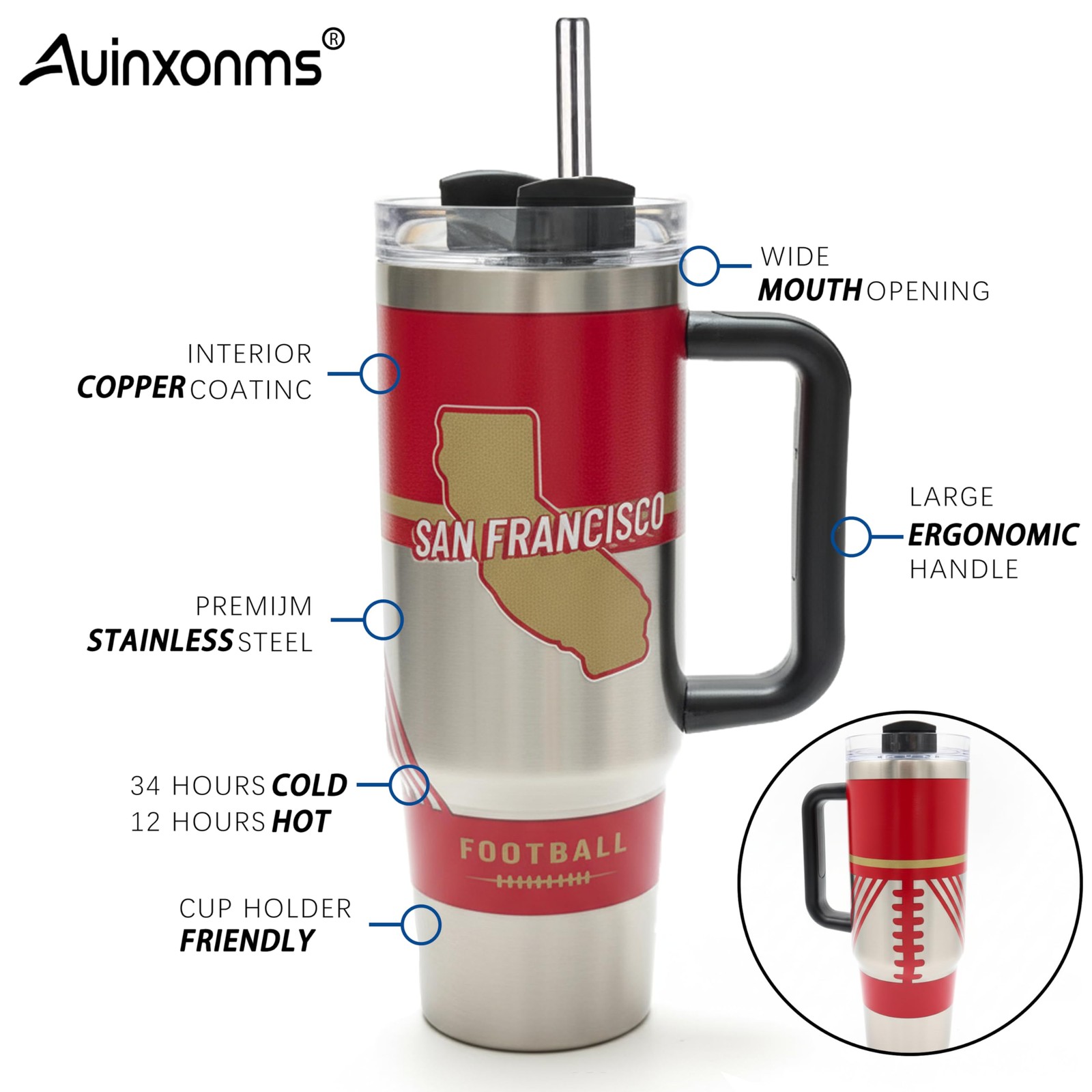 Tumblers 40oz Straight Skinny Car Cups Sports Travel Coffee Mug, Stainless St…