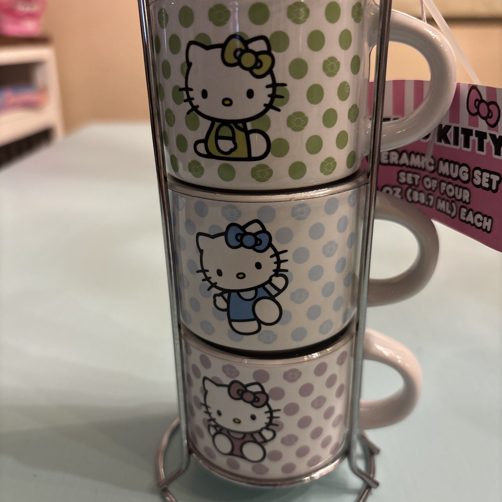 New Hello Kitty Stackable in rack espresso cups mugs