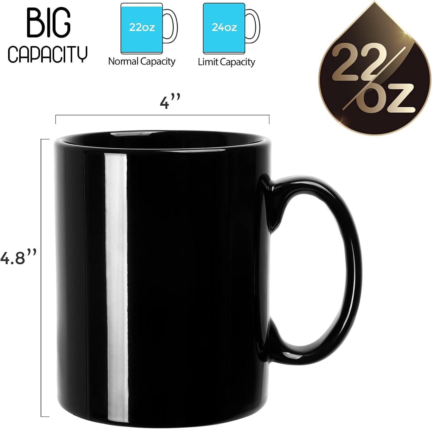 22 OZ Extra Large Coffee Mug, Smooth Ceramic Boss Giant Tea Cup Big Capacity and