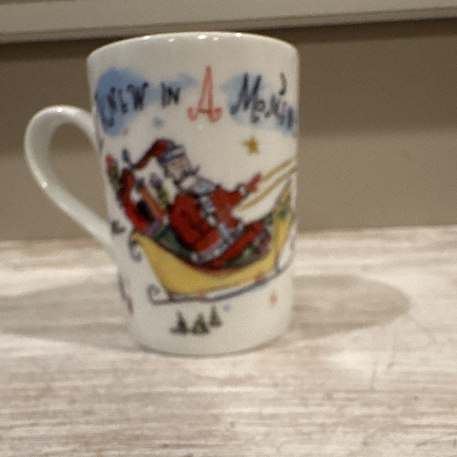 Crate & Barrel Twas the Night Christmas Porcelain Coffee Mug Set 4 Decorated