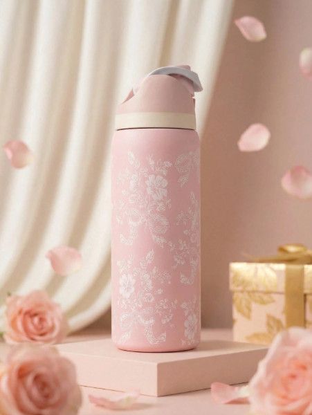 Owala 32oz FreeSip Stainless Steel Water Bottle – Pink Floral -2026 Gift