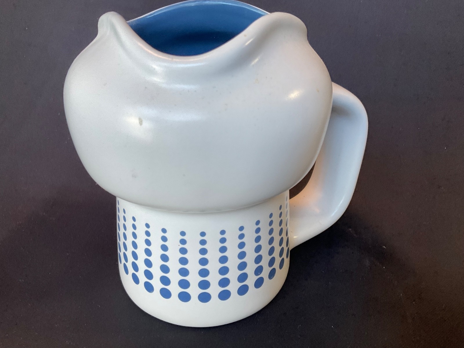 Rare Miam.Miam Mid Century Modern Explore White /Blue Large Mug by Patricia Ryan