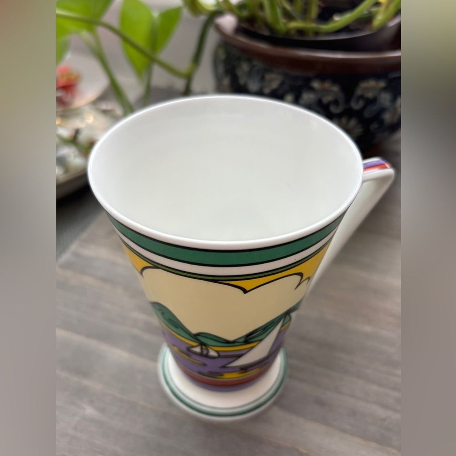 Vintage Art Deco Style Mug by Wren Giftware “Caribbean” Clarice Cliff Sun Fine B