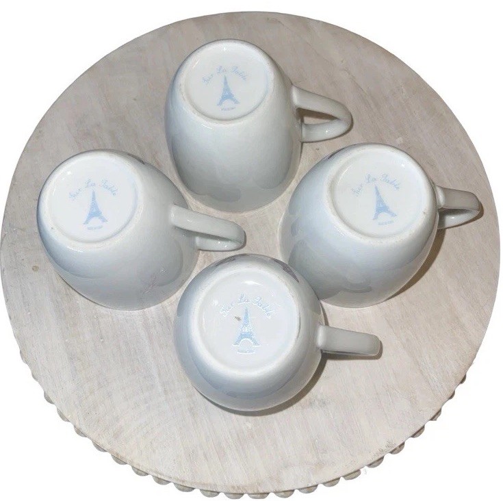 Sur La Table Eiffel Tower Paris France Tea Espresso Coffee Cup ~ Set Of 4