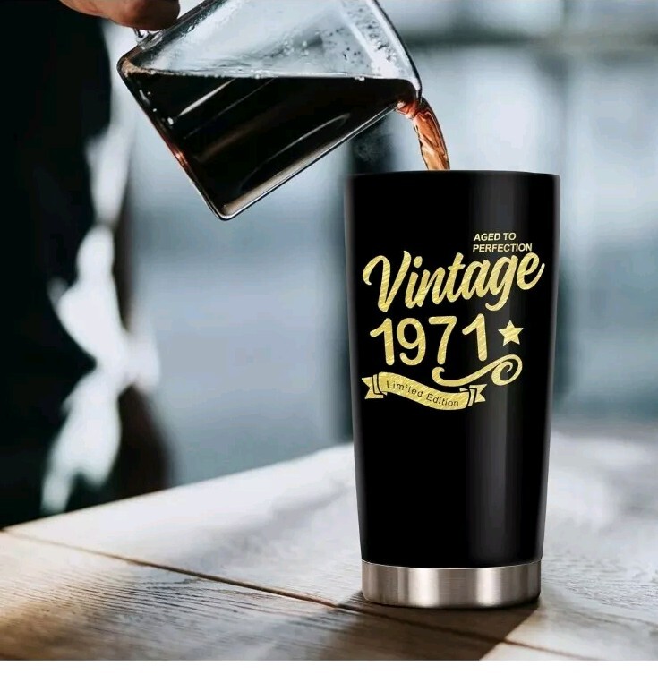 Happy Birthday Tumblers Gifts for Men Women, Back in 1971 Stainless Steel Tumble