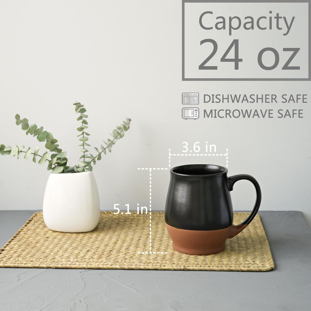 Extra Large Ceramic Coffee Mug, 24 Oz, Dishwasher and Microwave Safe, Big Oversi