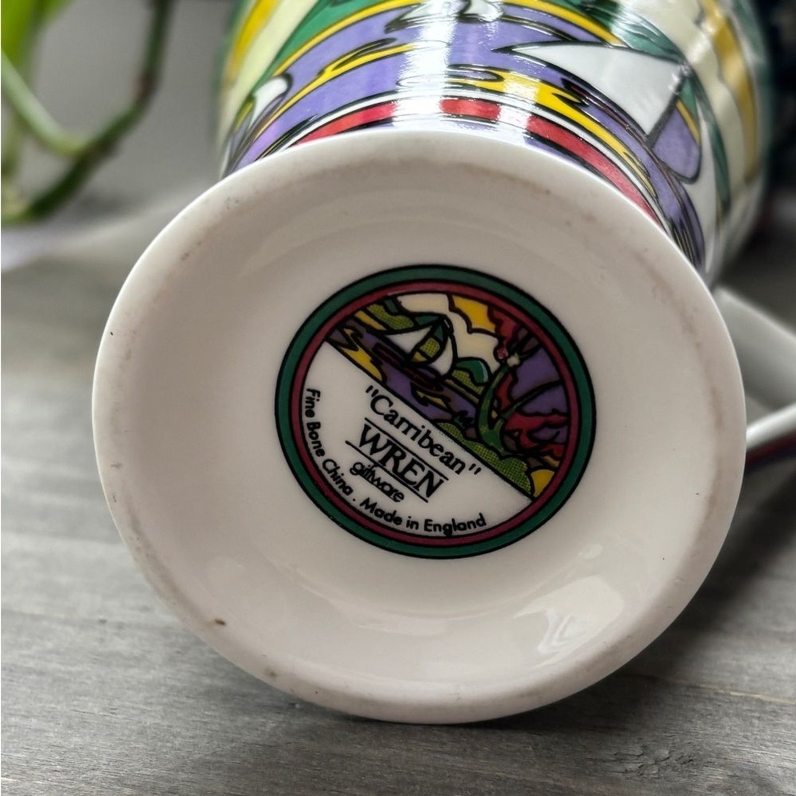 Vintage Art Deco Style Mug by Wren Giftware “Caribbean” Clarice Cliff Sun Fine B