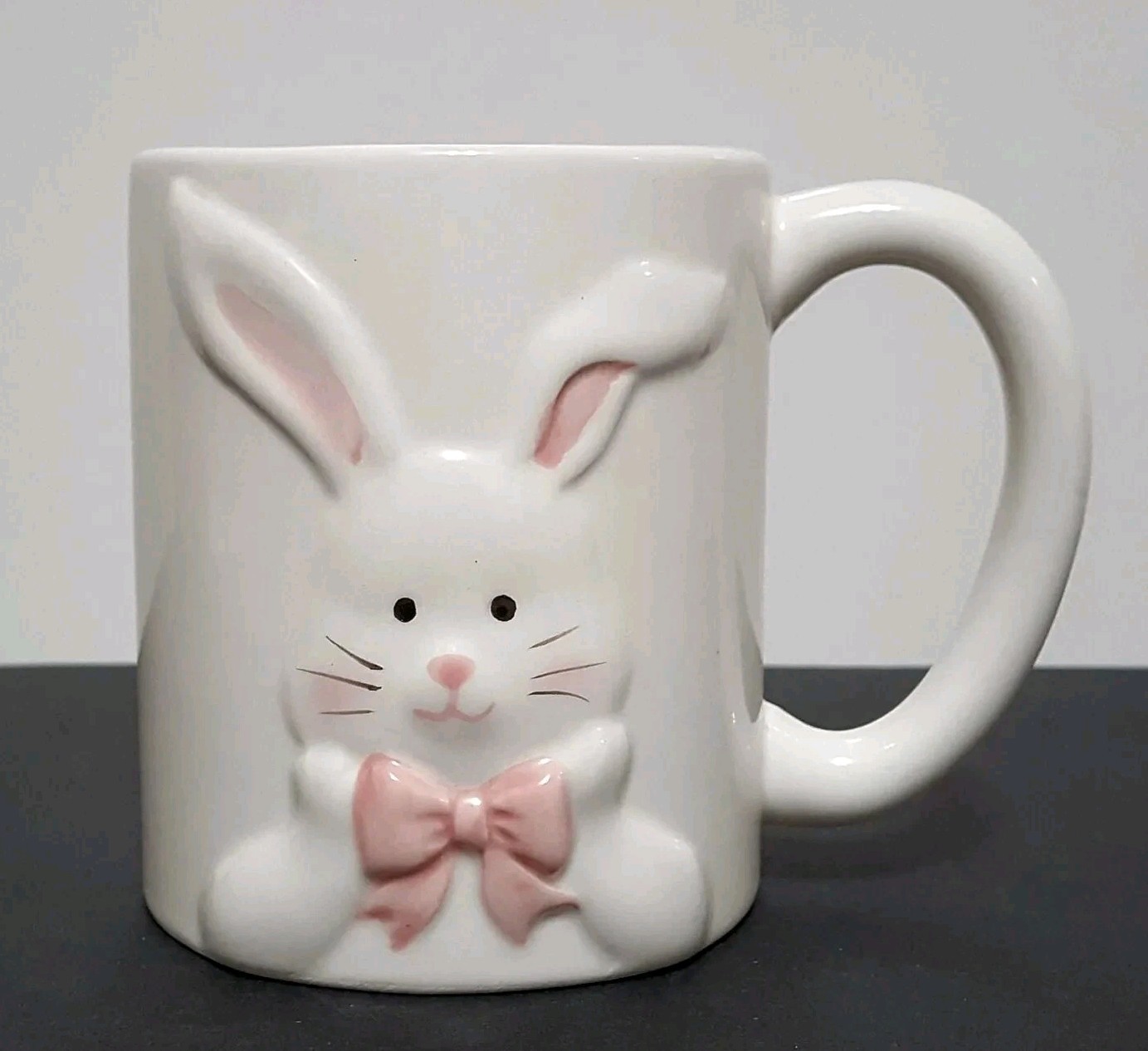 Whaline Figural Bunny Mug 12 OZ NEW Easter Rabbit Ceramic Holiday Pink & White