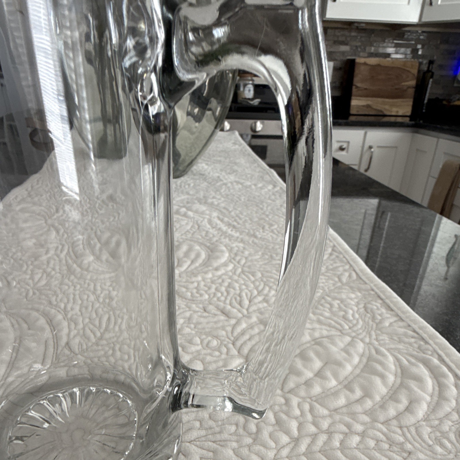 Clear Glass Beer Mug 12 fl oz Floral Decorated Round Stein with Handle