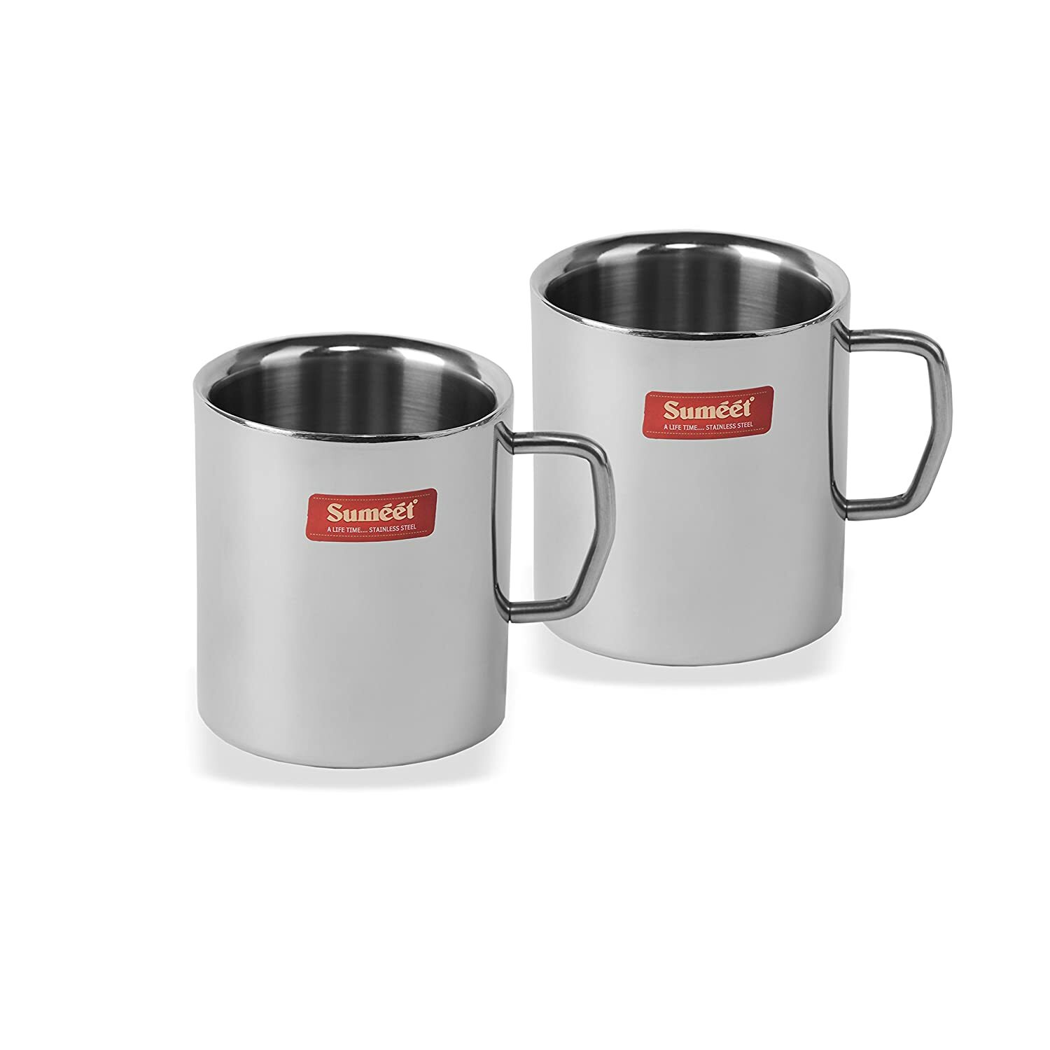 Stainless Steel Double Wall Tea and Coffee Big Mug Set of 2 Pcs 300 Ml Each