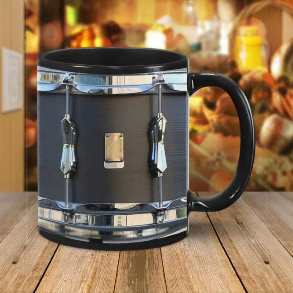 11OZ Black Vintage Drum Mug Funny Tea Coffee Juice Water Cup Home Office4097