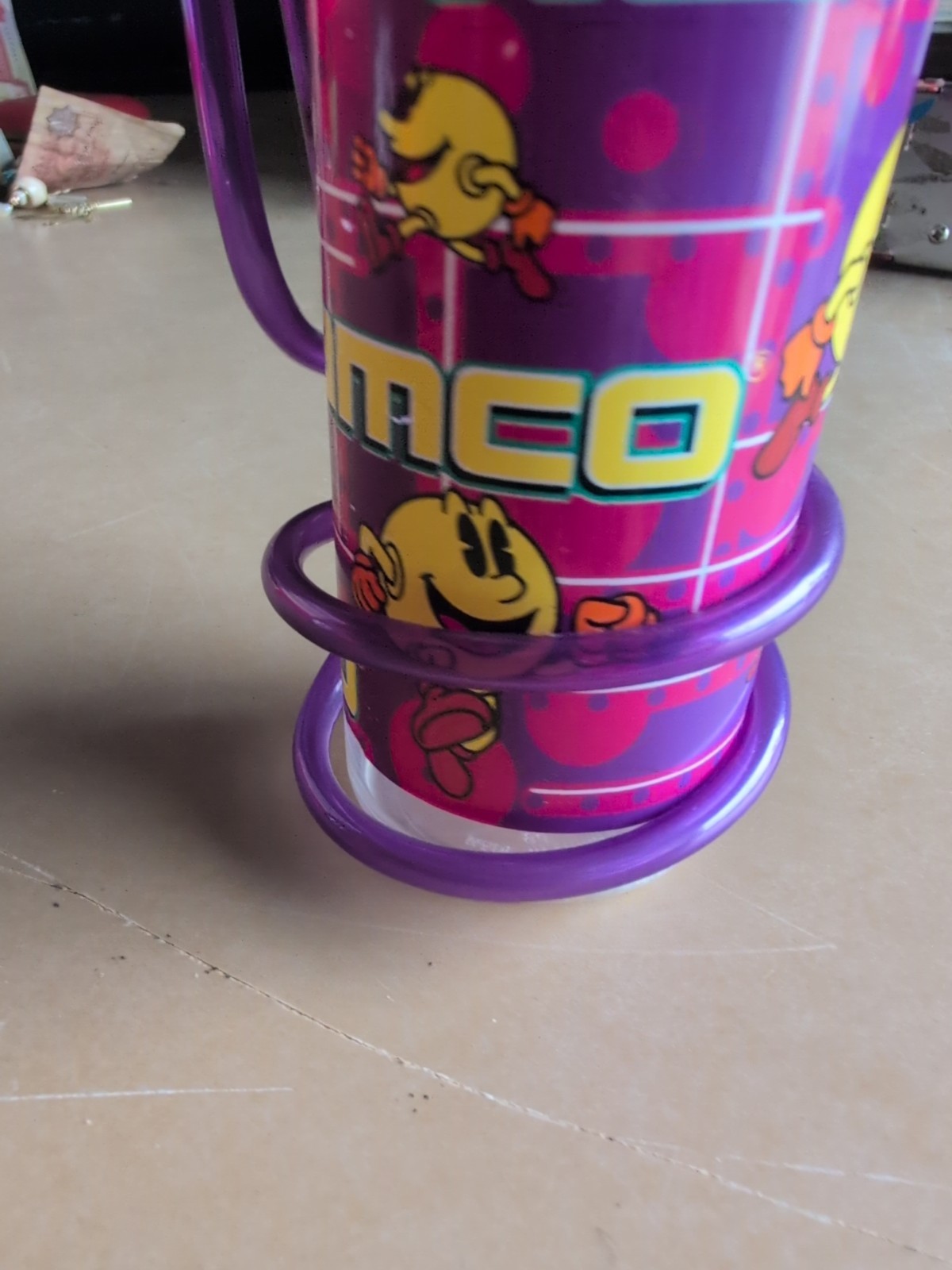 Vintage Pac Man Namco Drinking Cup With Crazy Straw Excellent Condition RARE CUP